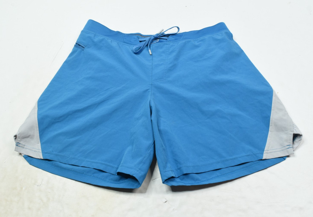 HYLETE Quad-Cut Shorts Mens 34 Blue Lined Pull-On Drawstring Stretch Gym